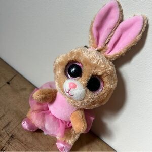 Ty Beanie Boo 8" Twinkle Toes Bunny Rabbit Ballerina Plush Toy Flower Bow Ballet